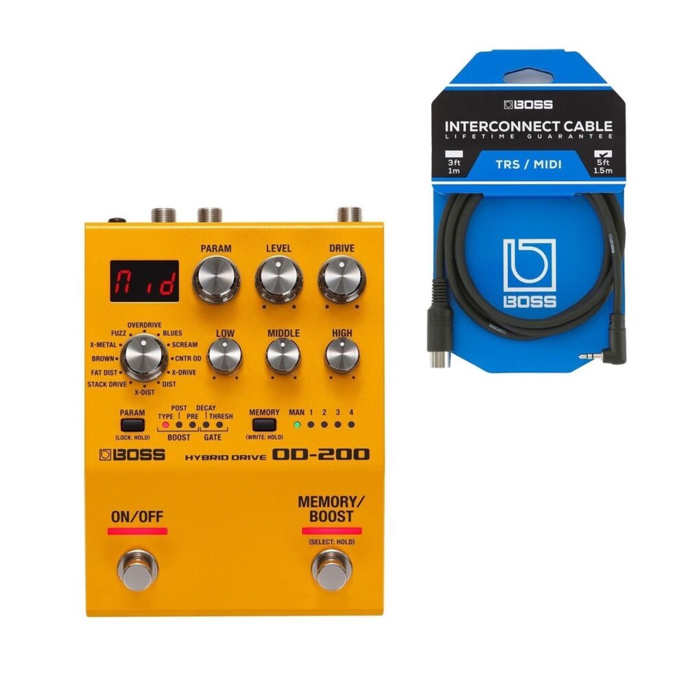 Boss OD-200 Hybrid Drive Pedal with MIDI Connection Cable In Stock
