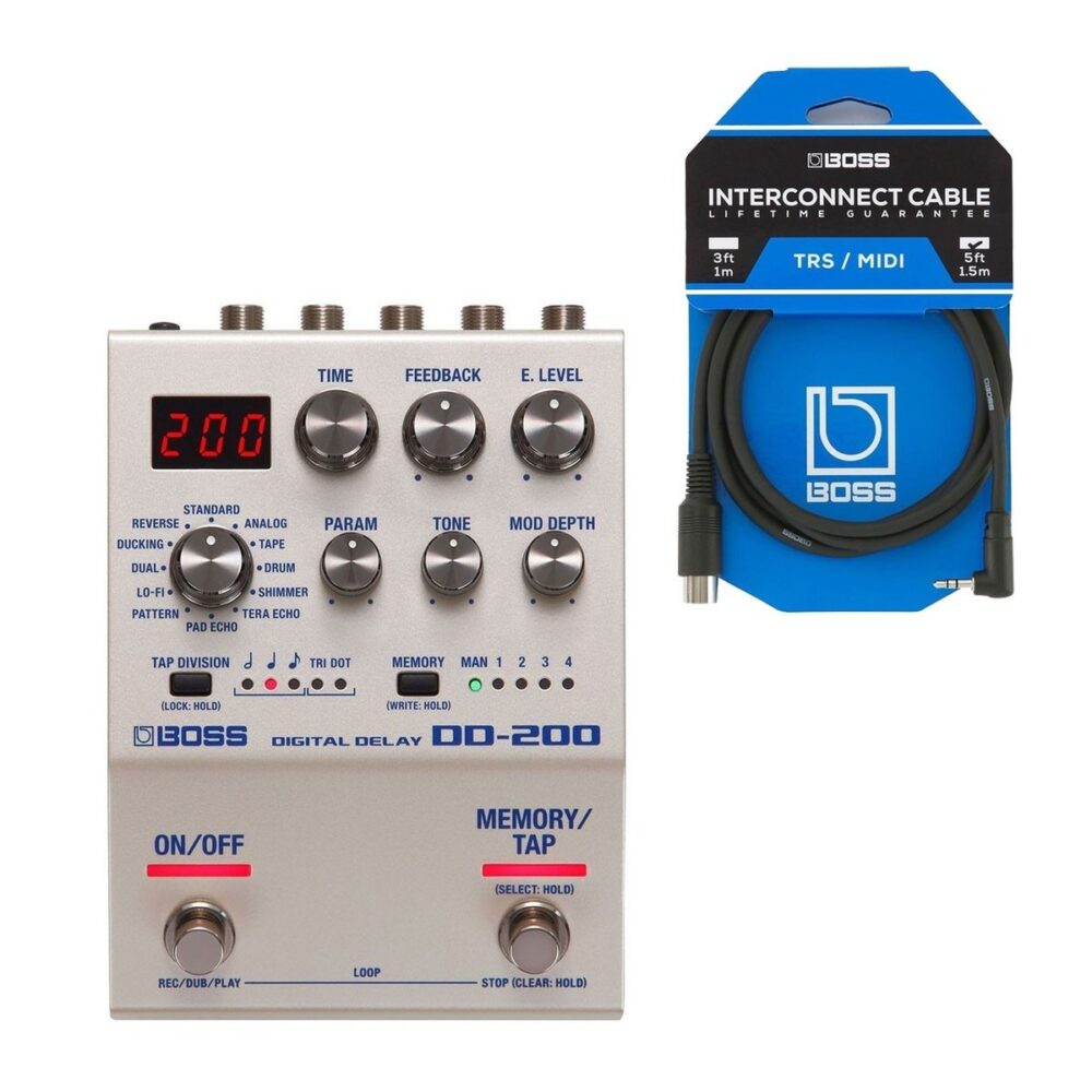 Boss DD-200 Delay Pedal with MIDI Connection Cable In Stock