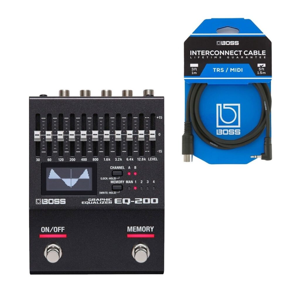 Boss EQ-200 Graphic Equalizer Pedal with MIDI Connection Cable In Stock