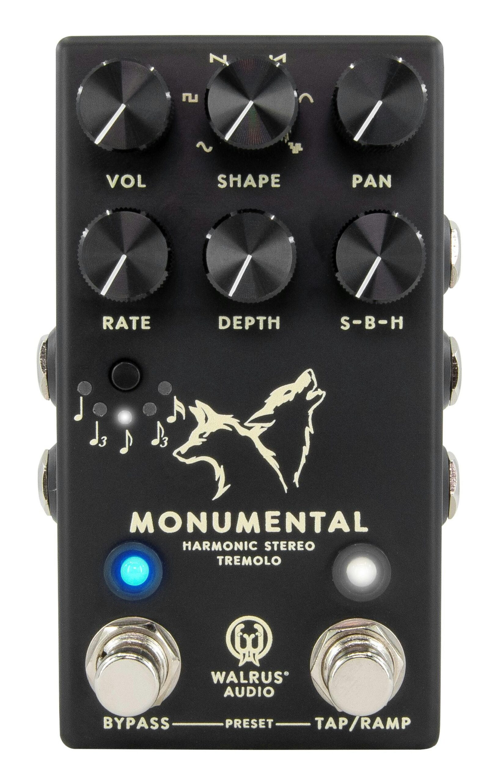 Walrus Audio Monumental Stereo Harmonic Tap Tremolo Pedal in Black in stock