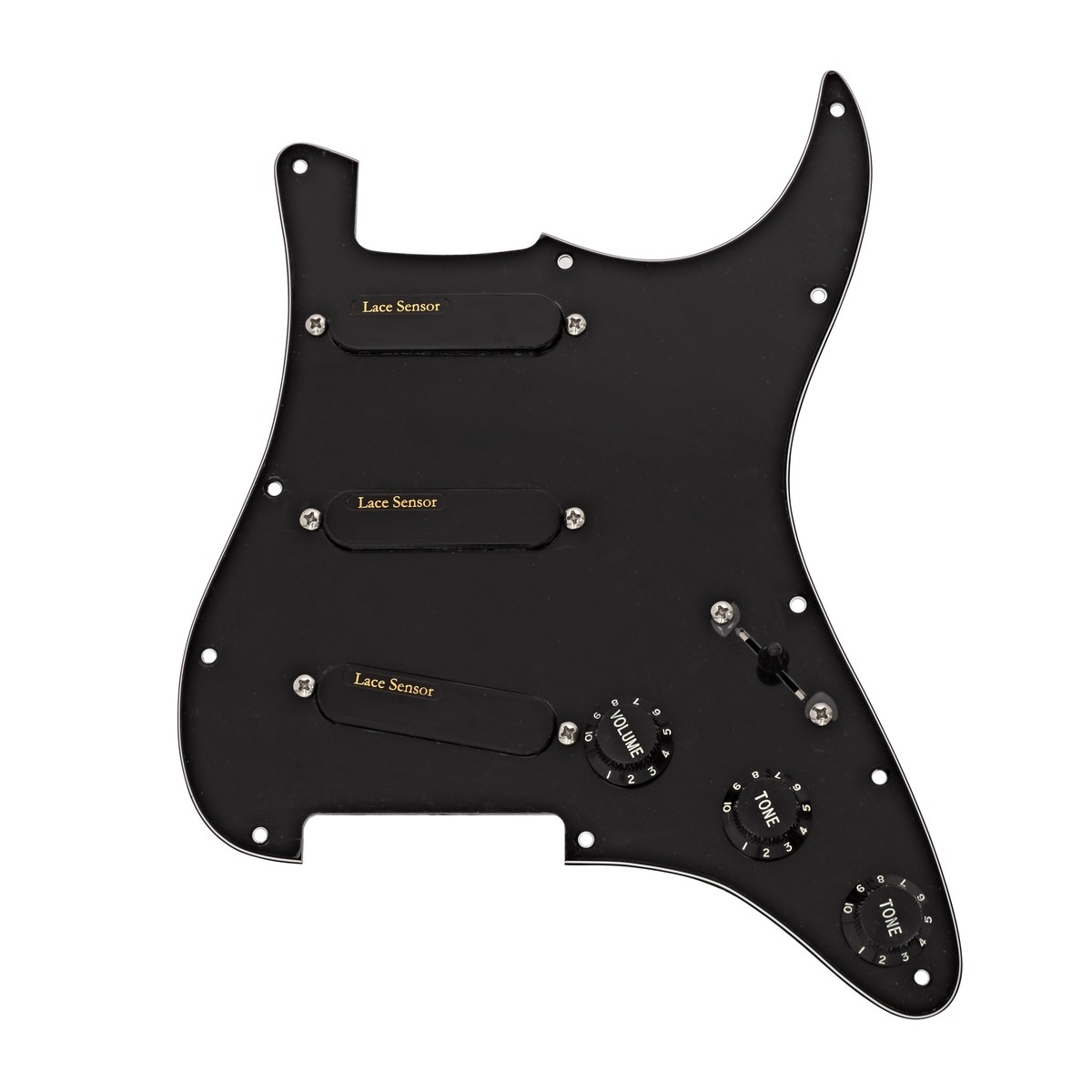 Lace Sensor Gold Loaded Pickguard SSS, Black In Stock