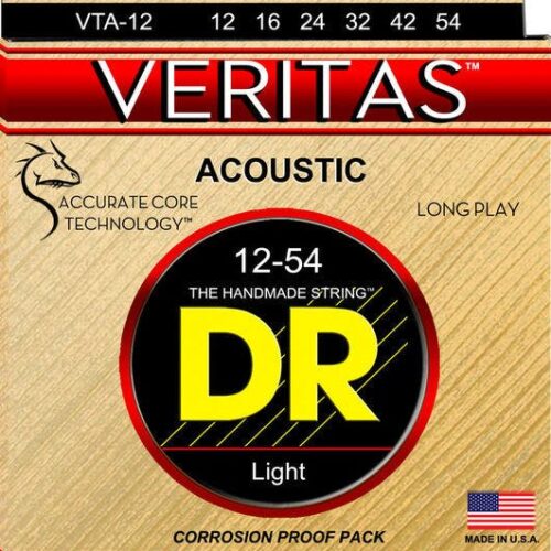 DR Veritas Coated Core Technology Acoustic Guitar Strings Light 12-54 - £14.99 New