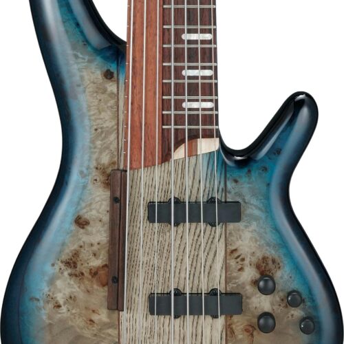 Ibanez SRAS7-CBS Semi-Fretless 7-String Bass Guitar in Cosmic Blue Starburst