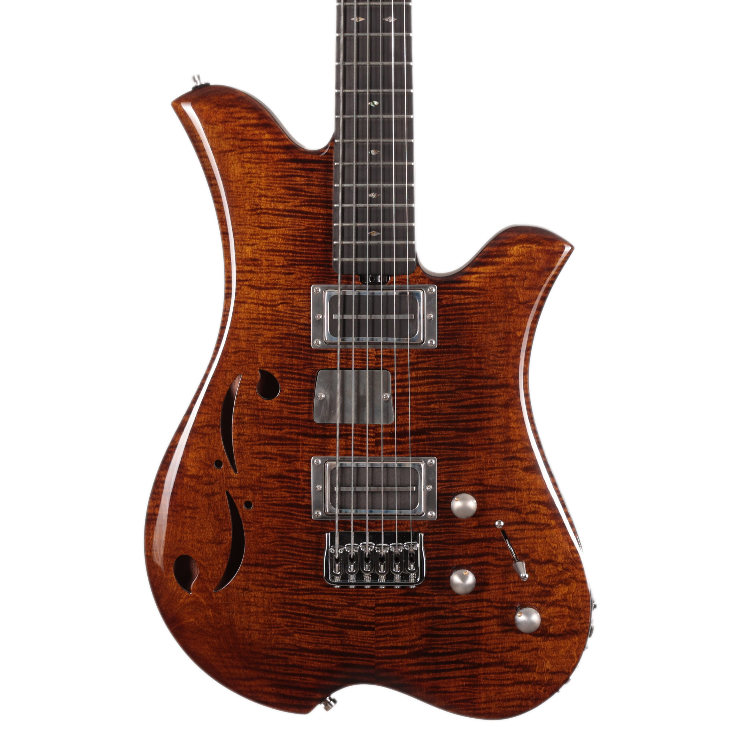 Bacci Guitars Leonardo Dual Output Soffio Semi-Hollow Baritone Guitar in Violin Brown