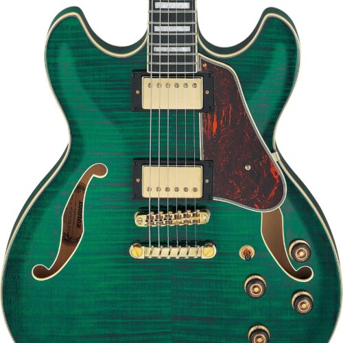 Ibanez AS93FM-TMG AS Series Flamed Maple Semi-Hollow Electric Guitar in Transparent Moss Green