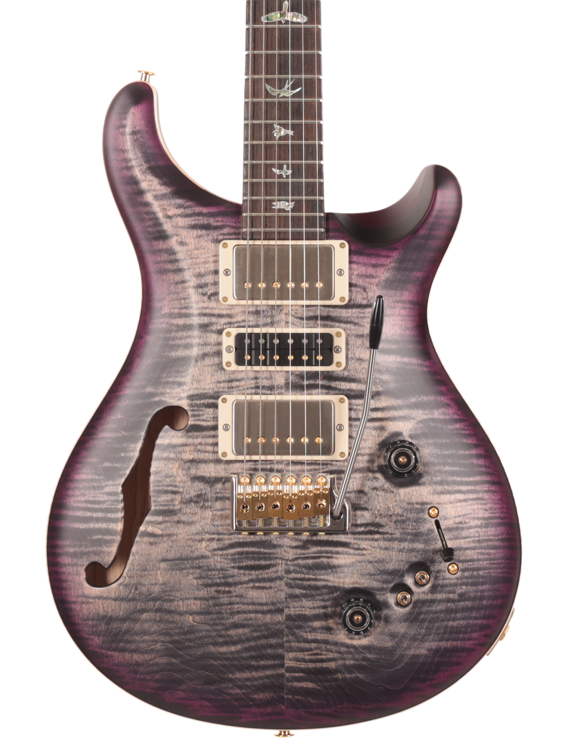 B Stock : PRS Wood Library 10-Top Special Semi Hollow Electric Guitar in Satin Charcoal Purpleburst 001