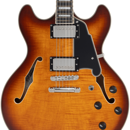 D'Angelico Premier DC Double Cutaway Stopbar Electric Guitar in Dark Iced Tea Burst