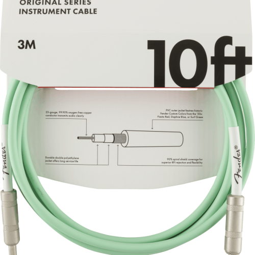Fender Original Series Instrument Cable 10' in Surf Green in stock