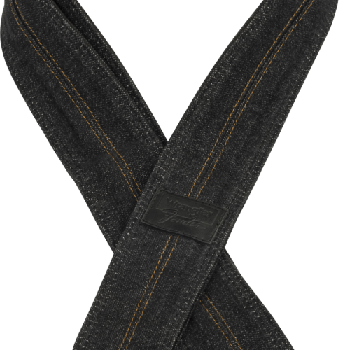 Fender x Wrangler Denim Guitar Strap in Washed Black Stitch in stock