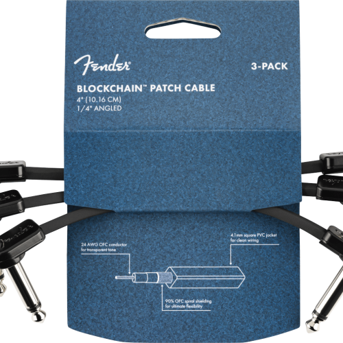 Fender Blockchain 4in Patch Cable 3-Pack Angle/Angle in stock