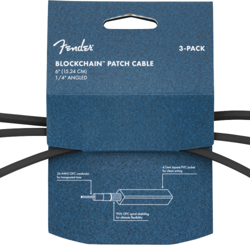 Fender Blockchain 6in Patch Cable 3-pack Angle/Angle in stock