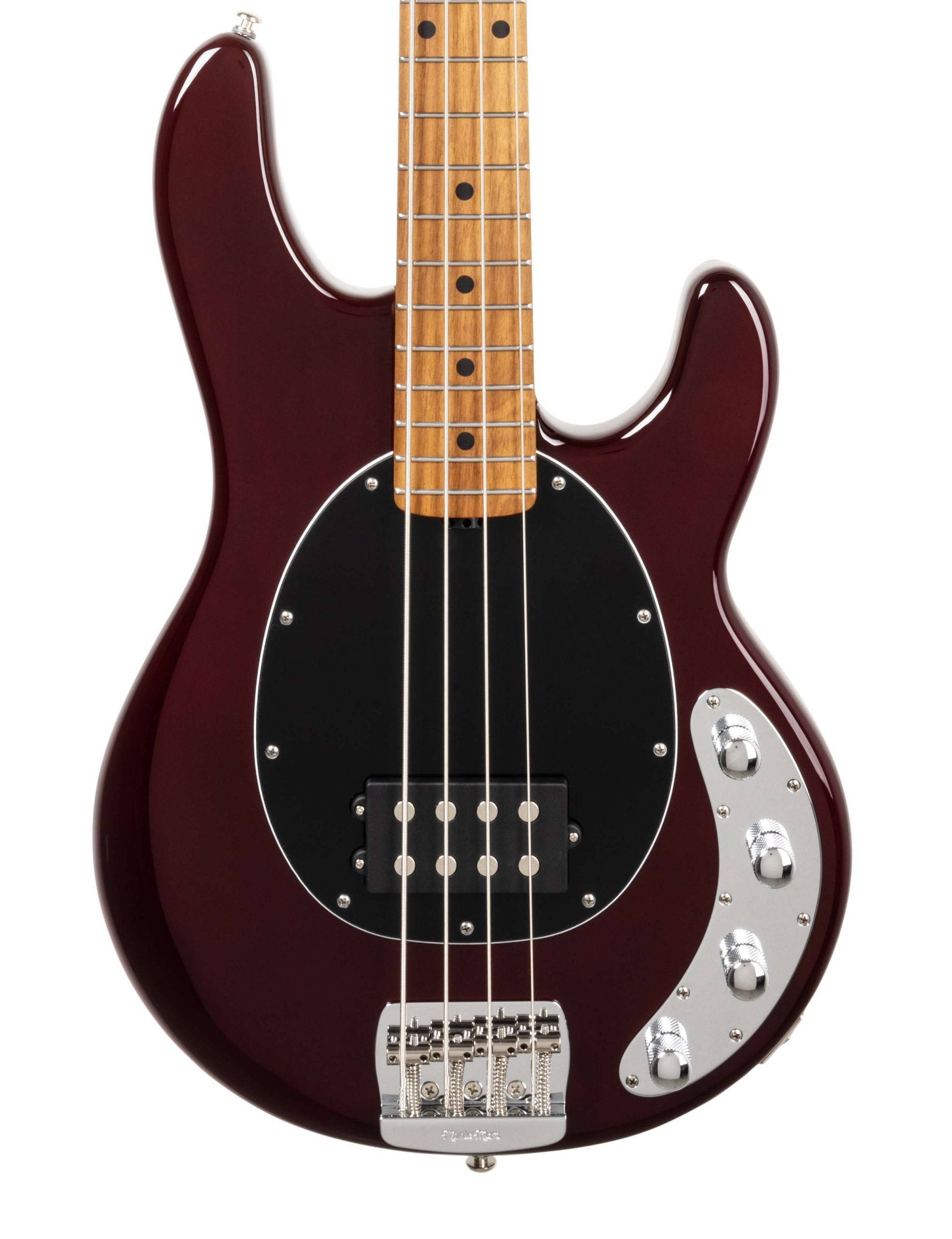 Music Man StingRay Special in Translucent Oxblood, Roasted Maple Fretboard in stock