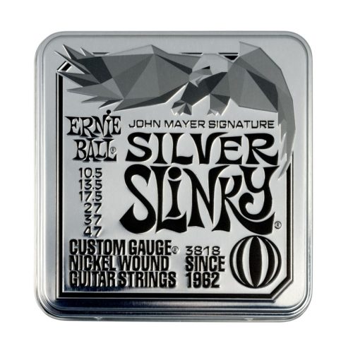 Ernie Ball John Mayer Silver Slinky Electric Guitar Strings 10.5-47 3 Pack Tin in stock