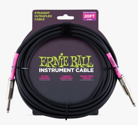 Ernie Ball Ultraflex 20ft Straight/Straight Instrument Cable in Black in stock