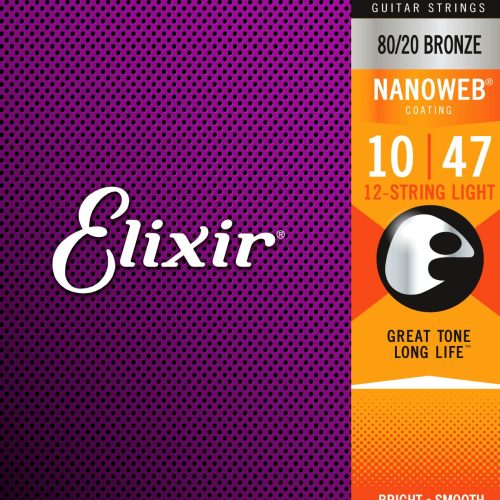 Elixir Bronze Nanoweb - 12 String Light / 10-47 Acoustic Strings in stock