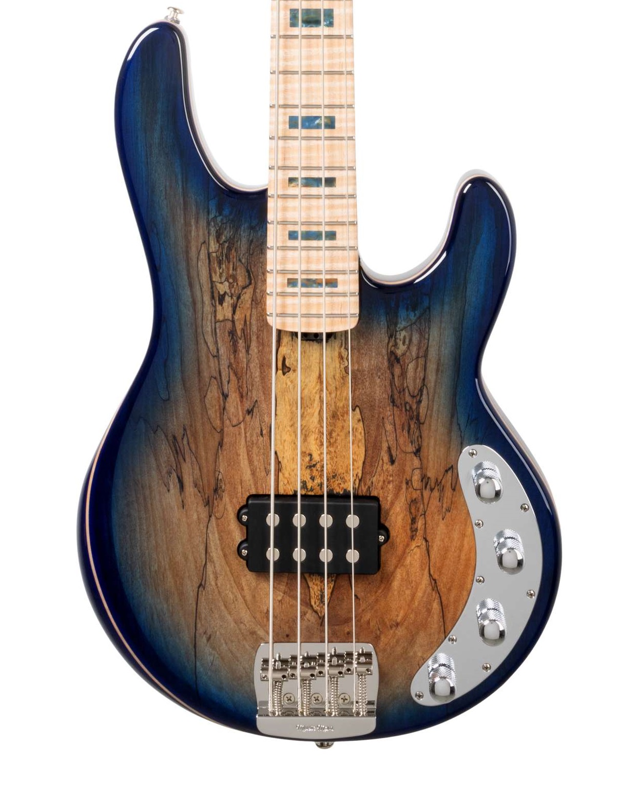 Music Man BFR StingRay Special 4H Bass Guitar in Paua Blue Burst, Figured Maple Neck in stock - Image 1