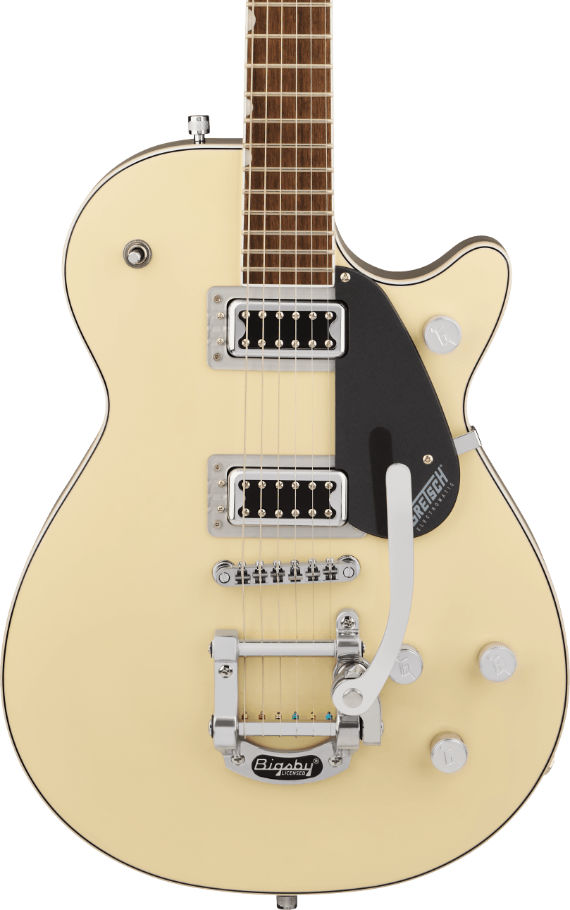 Gretsch G5230T Electromatic Jet FT Electric Guitar with Bigsby in Two-Tone Vintage White/London Grey in stock