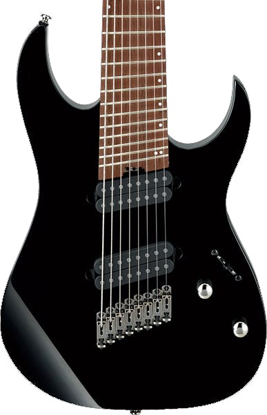 Ibanez RGMS8-BK Iron Label Multi-Scale 8 String in Black in stock