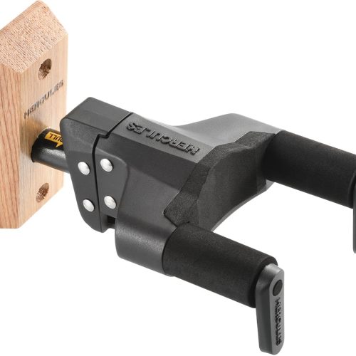 Hercules Guitar Hanger Upgraded Auto Grip System w/ Wood Block Wall Mount in stock