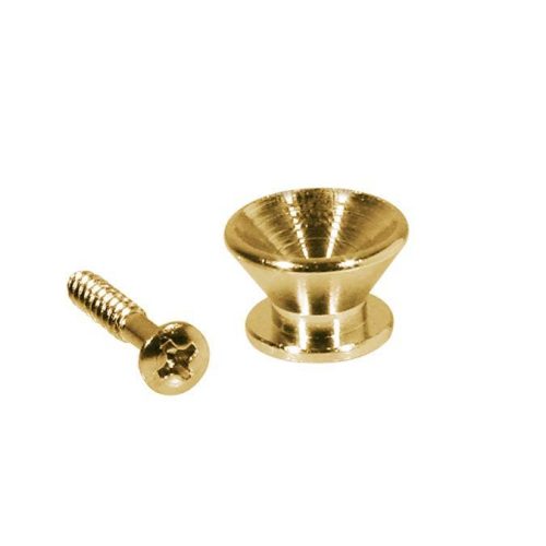 Metal Guitar Strap Buttons 14mm in Gold x2 (V-Model) in stock