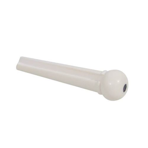 Acoustic Guitar Bridge Pins 12-Pack in White With Black Dot in stock