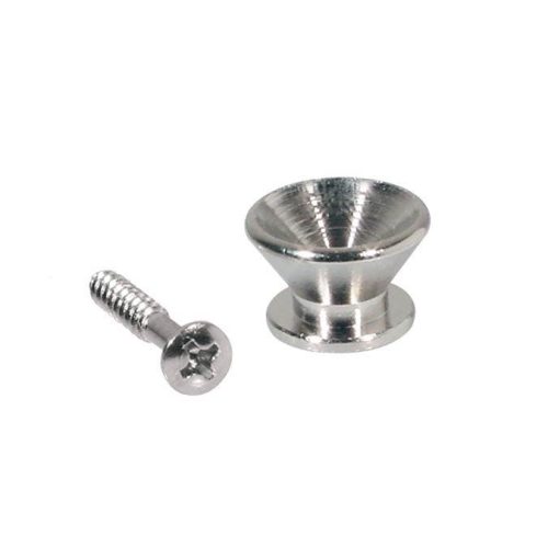 Metal Guitar Strap Buttons 14mm in Nickel x2 (V-Model) in stock