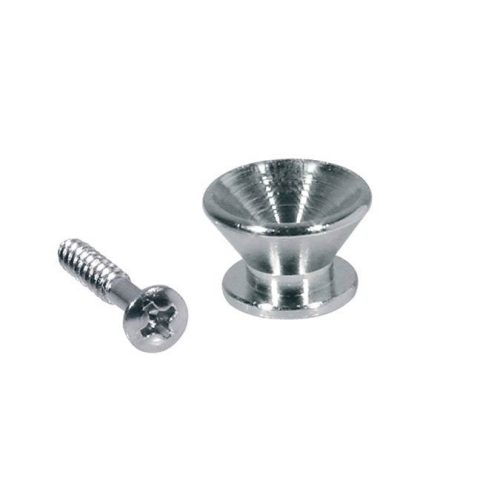 Metal Guitar Strap Buttons 14mm in Chrome x2 (V-Model) in stock