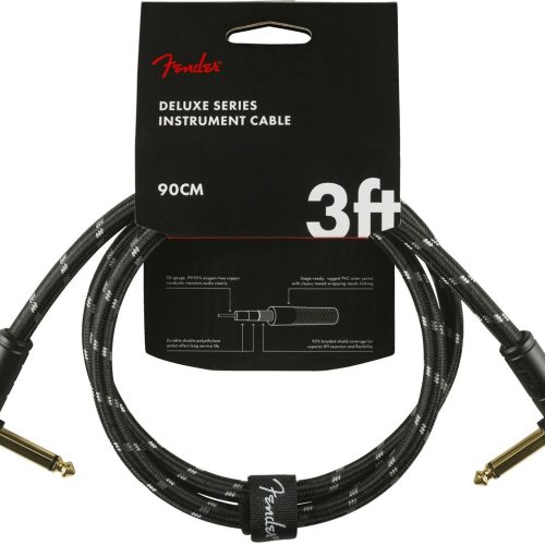 Fender Deluxe Series Instrument Cable Angle/Angle 3' in Black Tweed in stock
