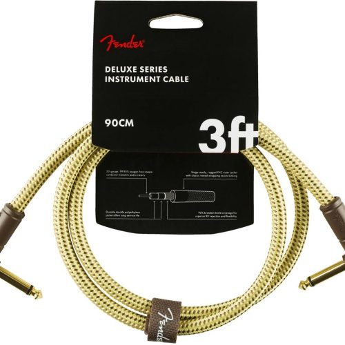 Fender Deluxe Series Instrument Cable Angle/Angle 3' in Tweed in stock