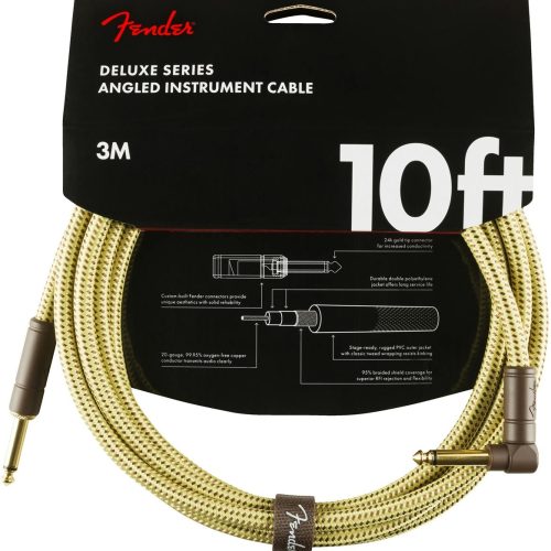 Fender Deluxe Series Instrument Cable Straight/Angle 10' in Tweed in stock