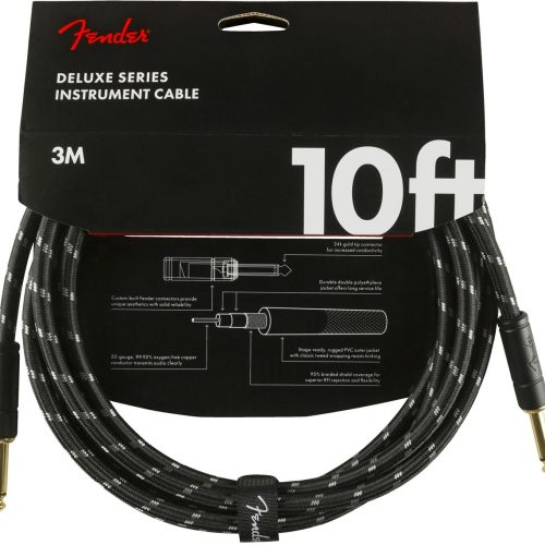 Fender Deluxe Series Instrument Cable Straight/Straight 10' in Black Tweed in stock
