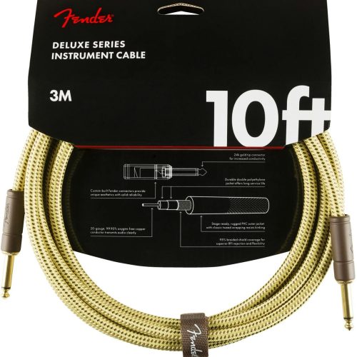 Fender Deluxe Series Instrument Cable Straight/Straight 10' in Tweed in stock
