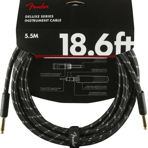 Fender Deluxe Series Instrument Cable Straight/Straight 18.6' in Black Tweed in stock