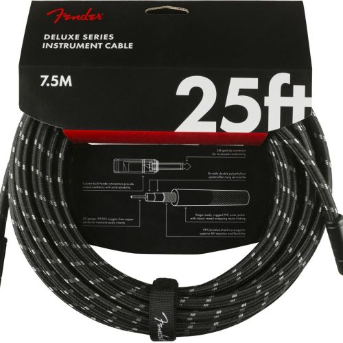 Fender Deluxe Series Instrument Cable Straight/Straight 25' in Black Tweed in stock