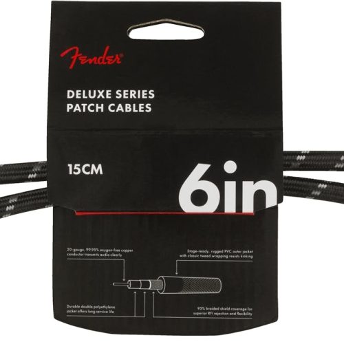 Fender Deluxe Series Instrument Cables (2-Pack) Angle/Angle 6' in Black Tweed in stock