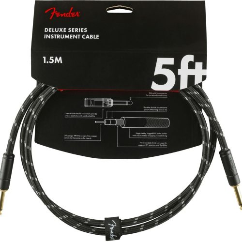 Fender Deluxe Series Instrument Cable Straight/Straight 5' in Black Tweed in stock