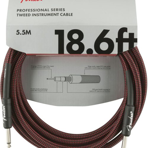 Fender Professional Series Instrument Cable 18.6' in Red Tweed in stock