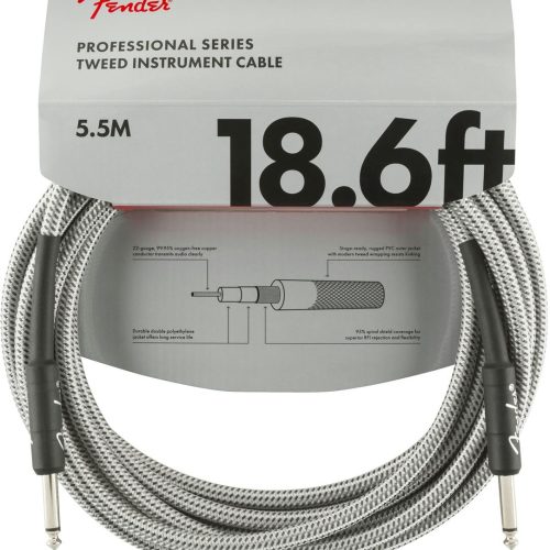 Fender Professional Series Instrument Cable 18.6' in White Tweed in stock