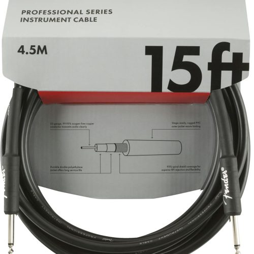 Fender Professional Series Instrument Cable Straight/Straight 15' in Black in stock