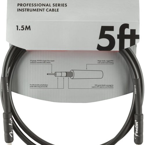 Fender Professional Series Instrument Cable Straight/Straight 5' in Black in stock