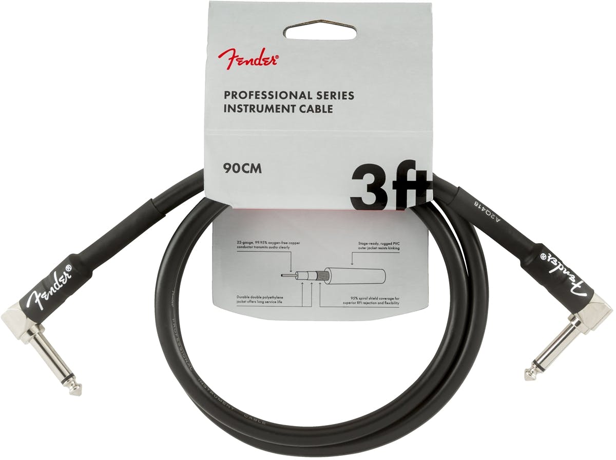 Fender Professional Series Instrument Cable Angle/Angle 3' in Black in stock