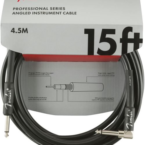 Fender Professional Series Instrument Cable Straight/Angle 15' in Black in stock