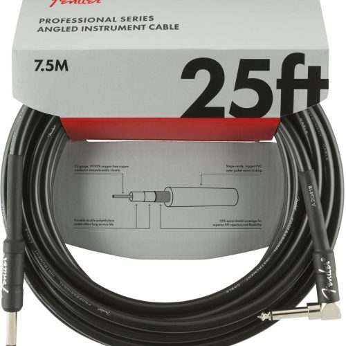 Fender Professional Series Instrument Cable Straight/Angle 25' in Black in stock