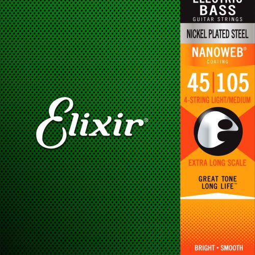 Elixir Bass Nanoweb 4 String Extra Long Light/Medium Strings 45-105 in stock