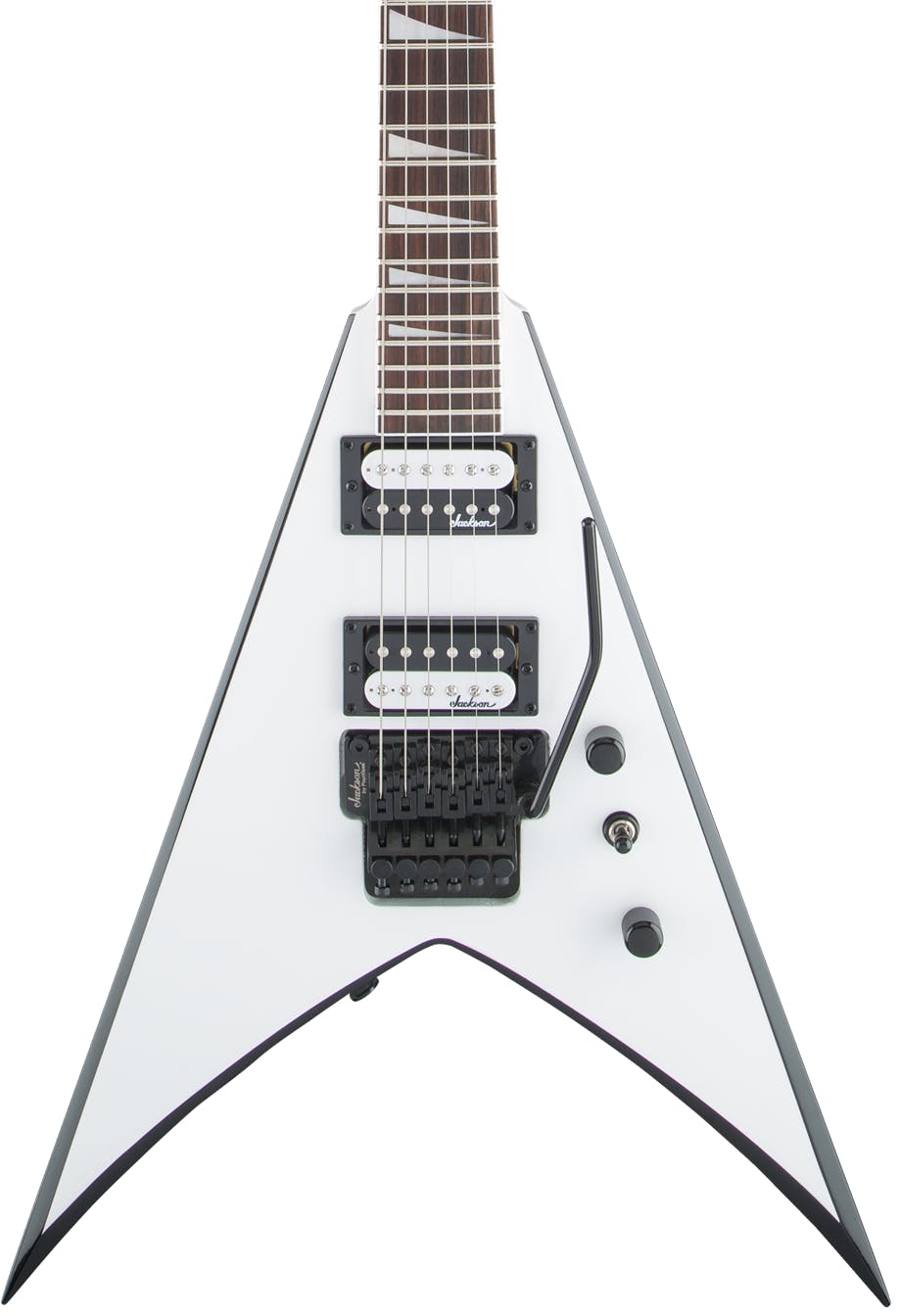 Jackson Guitar JS32 King V in White with Black Bevels and Amaranth Fretboard in stock