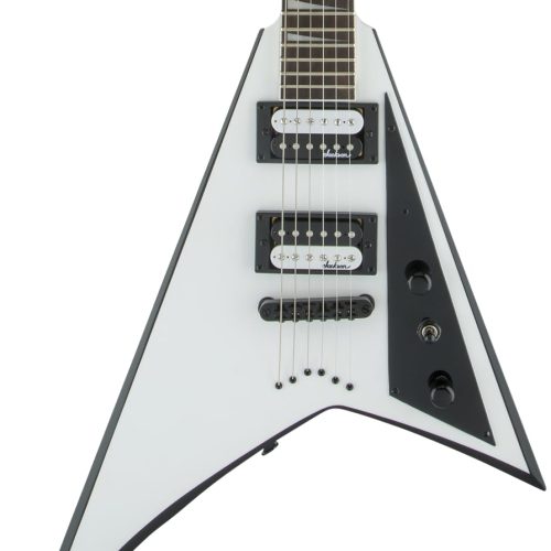Jackson Guitar JS32T Rhoads in White with Black Bevels and Amaranth Fretboard in stock