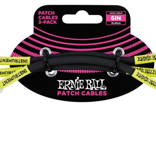 Ernie Ball 6" Angle Patch Cable 3 Pack in Black in stock