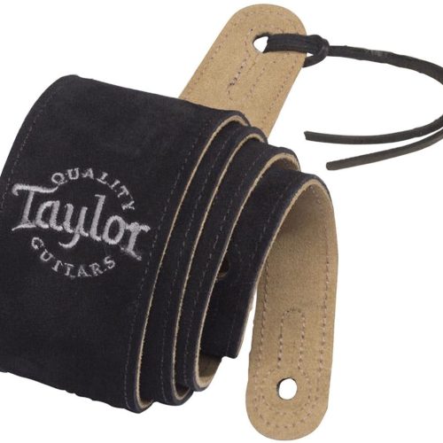 Taylor Black Suede Logo Guitar Strap in stock