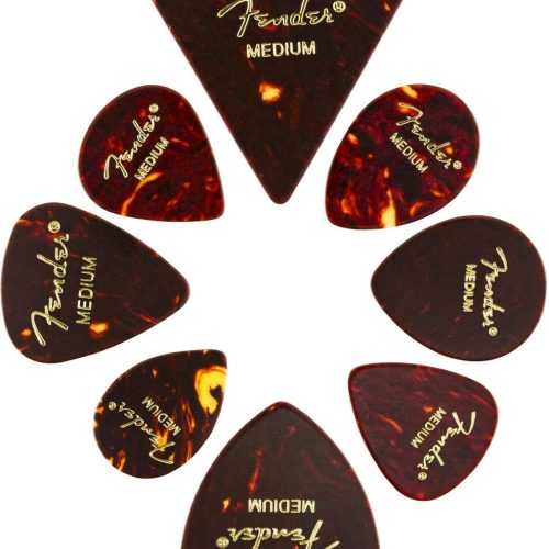 Fender All Shapes Celluloid 8 Pick Medley Tortoise Shell Medium in stock