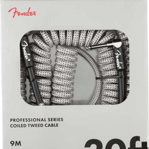 Fender Professional Coil Cable 30" in White Tweed in stock